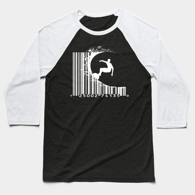 Youth surfing on barcode Baseball T-Shirt by Aish shop